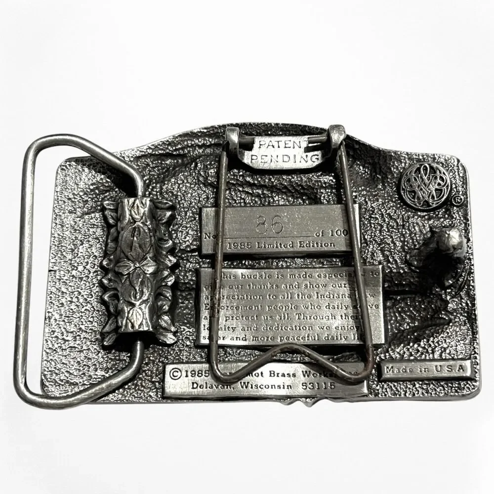 Bergamont Belt Buckle Indiana Law Enforcement Pewter 1985 Commemorative Police